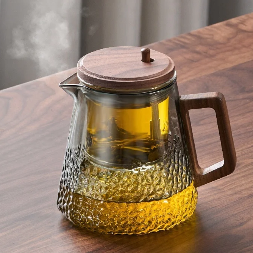 Théière en verre avec filtre couvercle magnétique