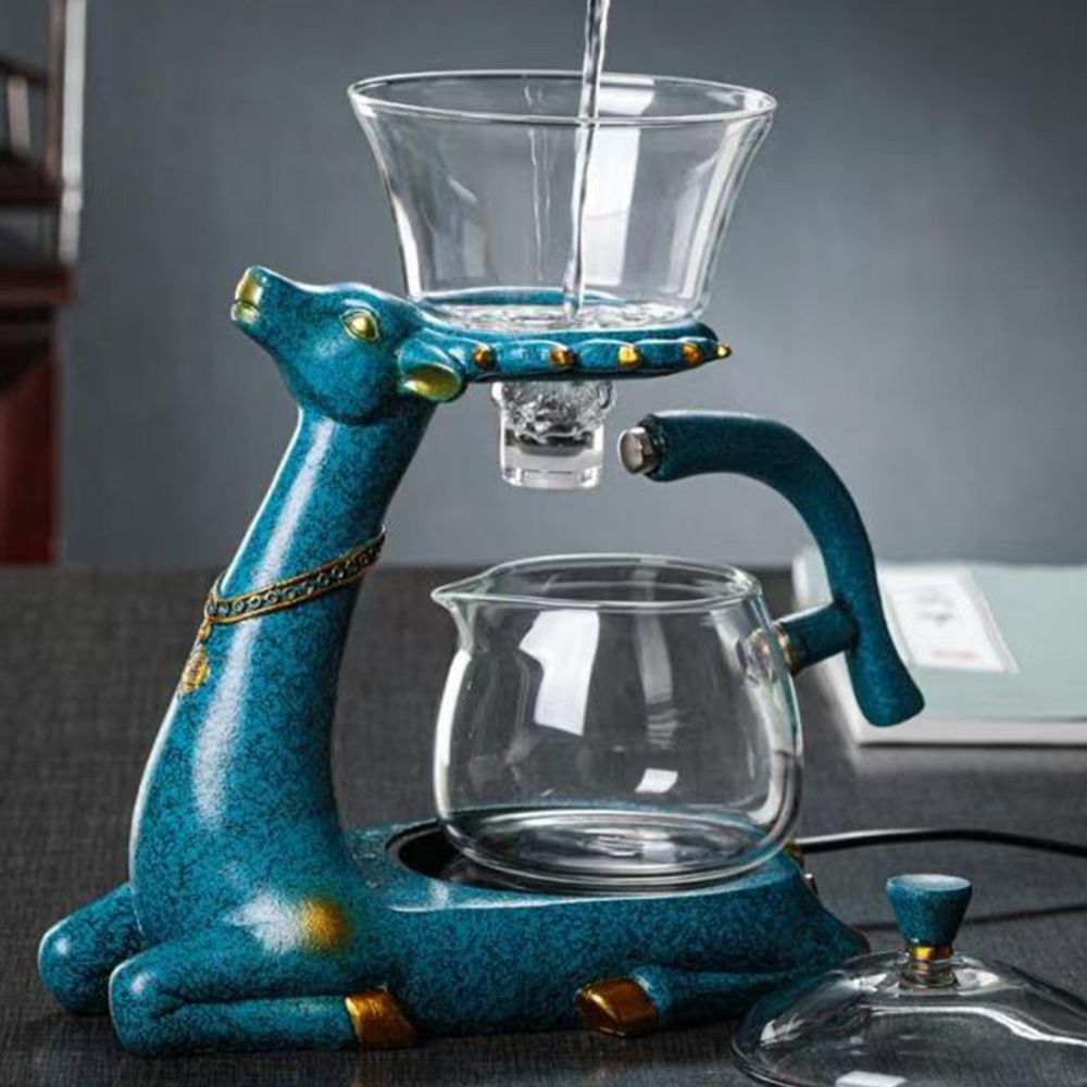 Théière en verre avec base renne infuseur