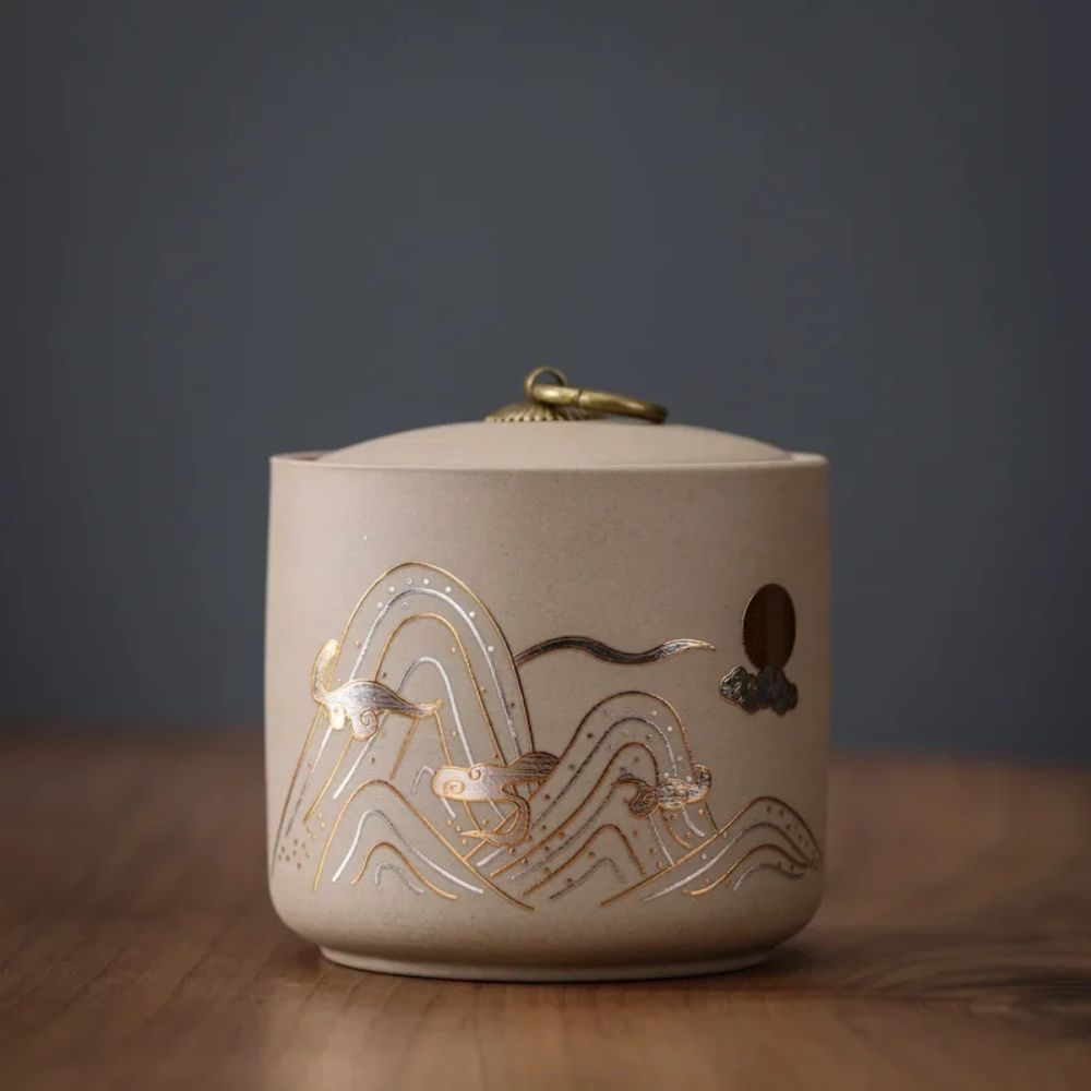 Boîte à thé en céramique artisanale design brut et naturel