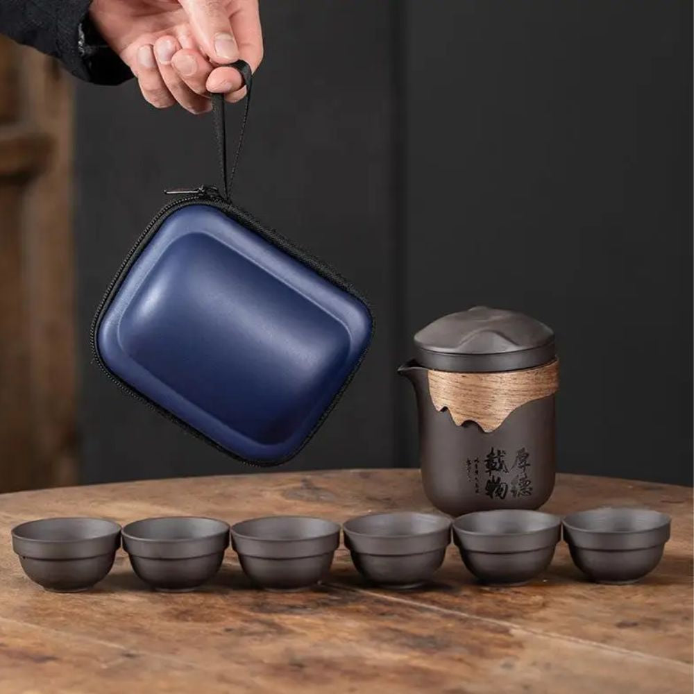 Service à thé de voyage argile violette