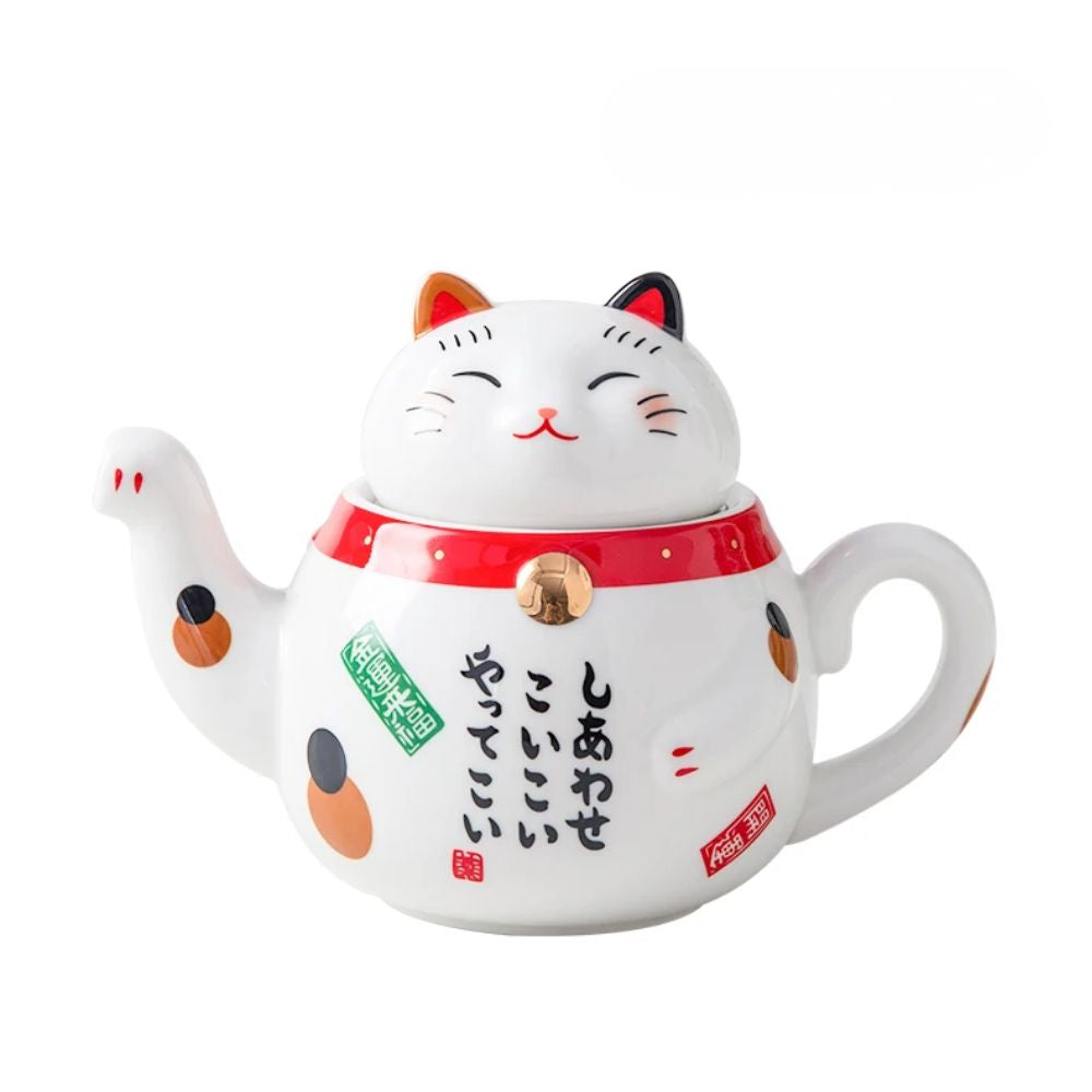 Service à thé japonais Maneki Neko en porcelaine