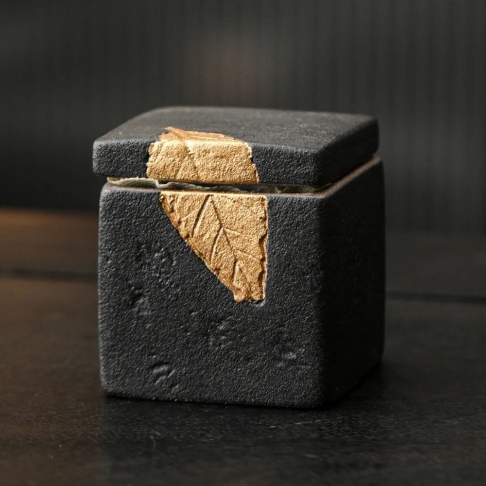 Boîte à thé carrée en céramique bocal hermétique vintage 350 ml