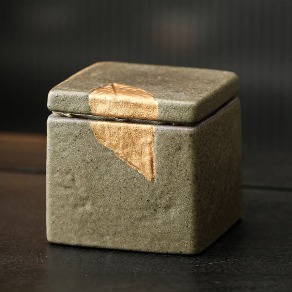 Boîte à thé carrée en céramique bocal hermétique vintage 350 ml