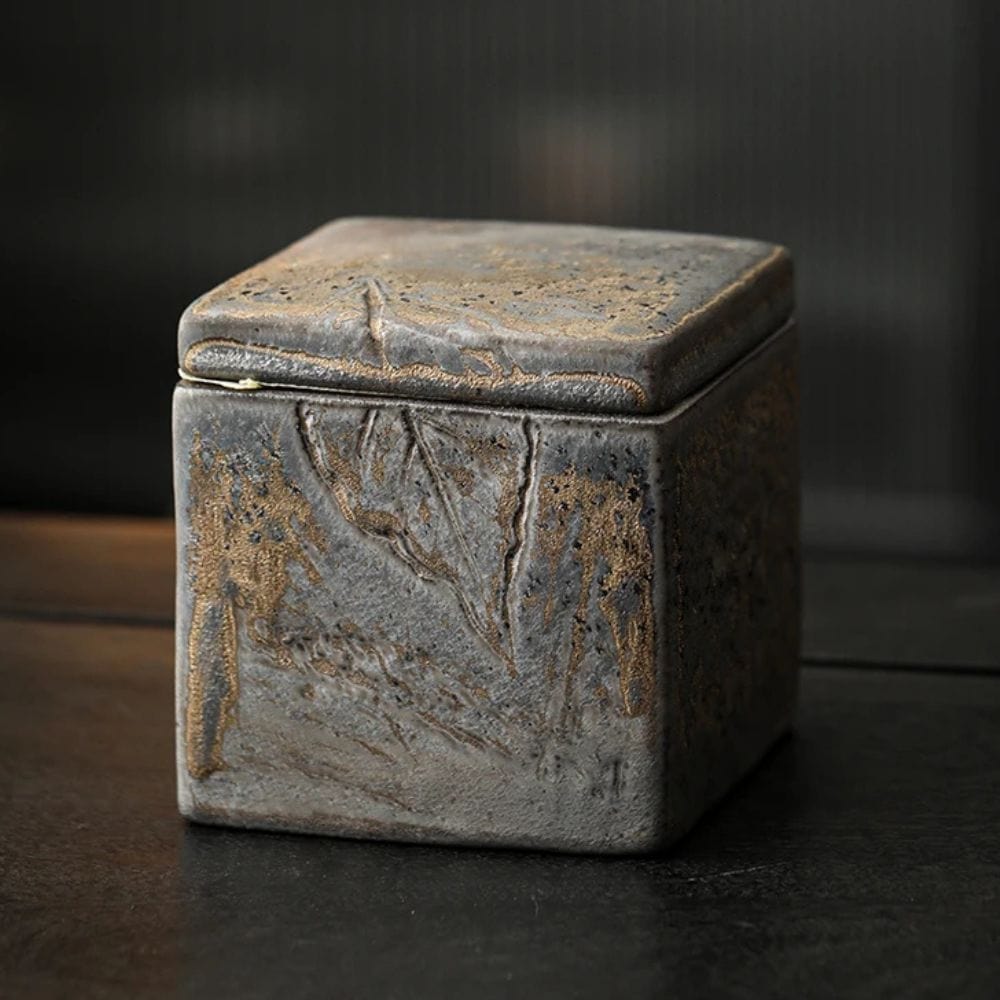 Boîte à thé carrée en céramique bocal hermétique vintage 350 ml