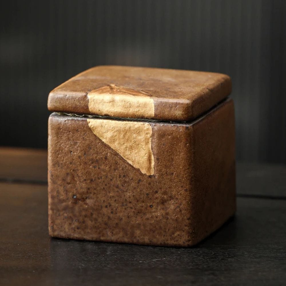 Boîte à thé carrée en céramique bocal hermétique vintage 350 ml