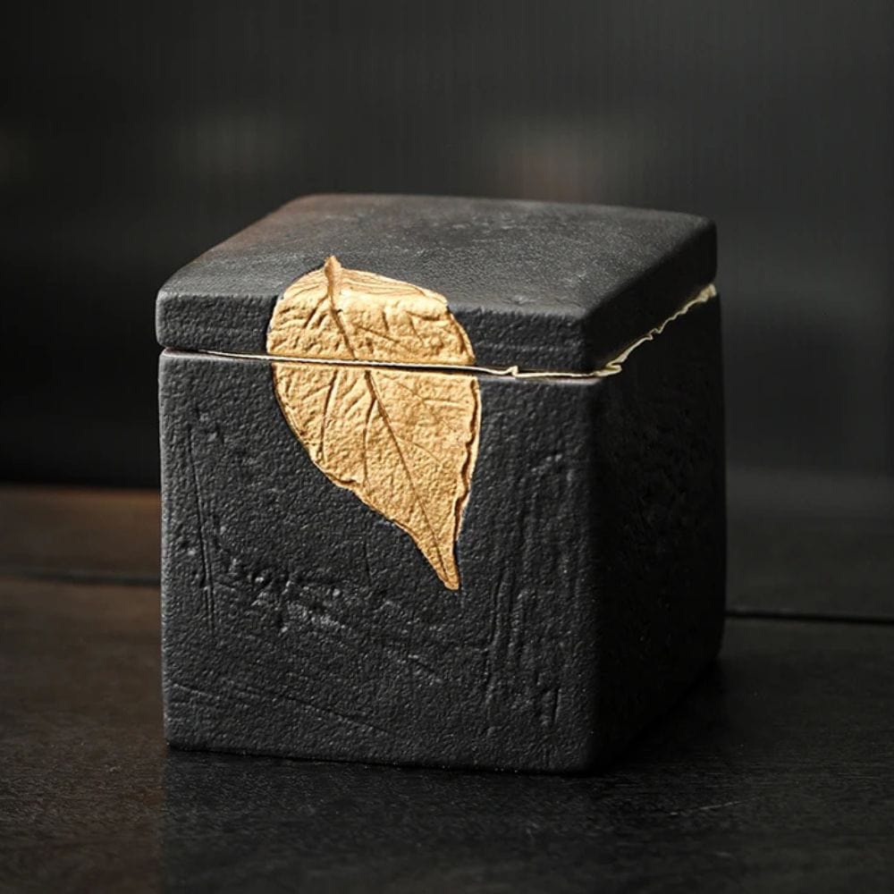 Boîte à thé carrée en céramique bocal hermétique vintage 350 ml