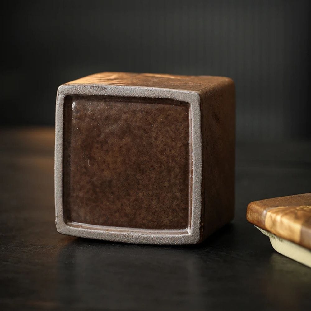 Boîte à thé carrée en céramique bocal hermétique vintage 350 ml