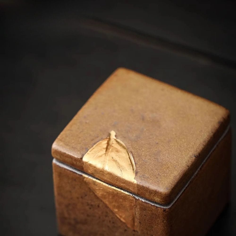 Boîte à thé carrée en céramique bocal hermétique vintage 350 ml