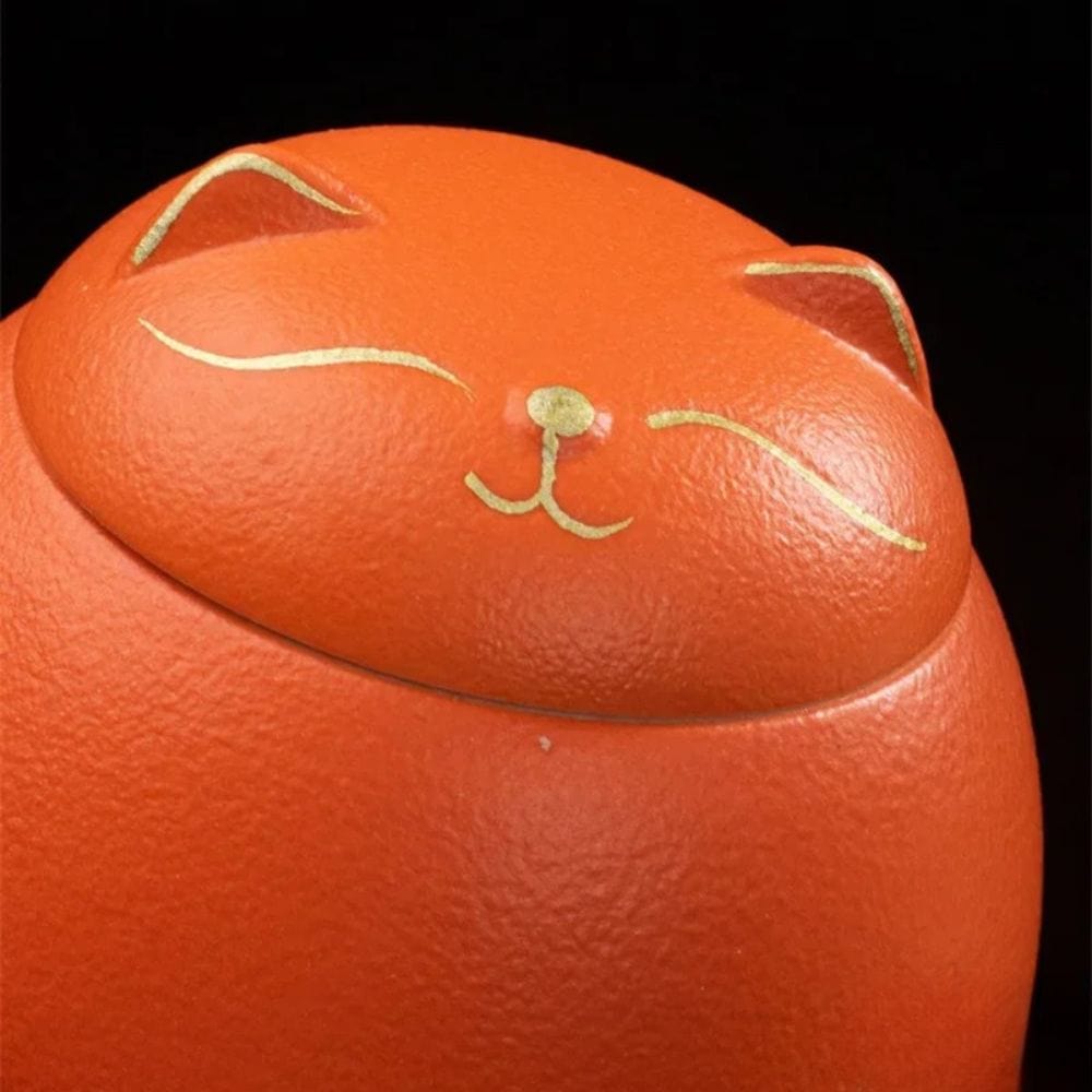 Boîte à thé céramique chat porte-bonheur peint à la main (230 ml)