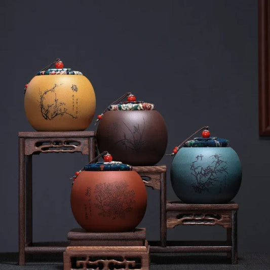 Boîte à thé en argile pot hermétique en terre