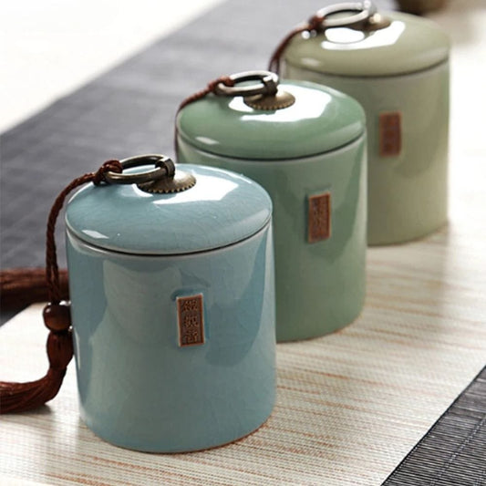 Boîte à thé en céramique avec couvercle bocal de rangement déco