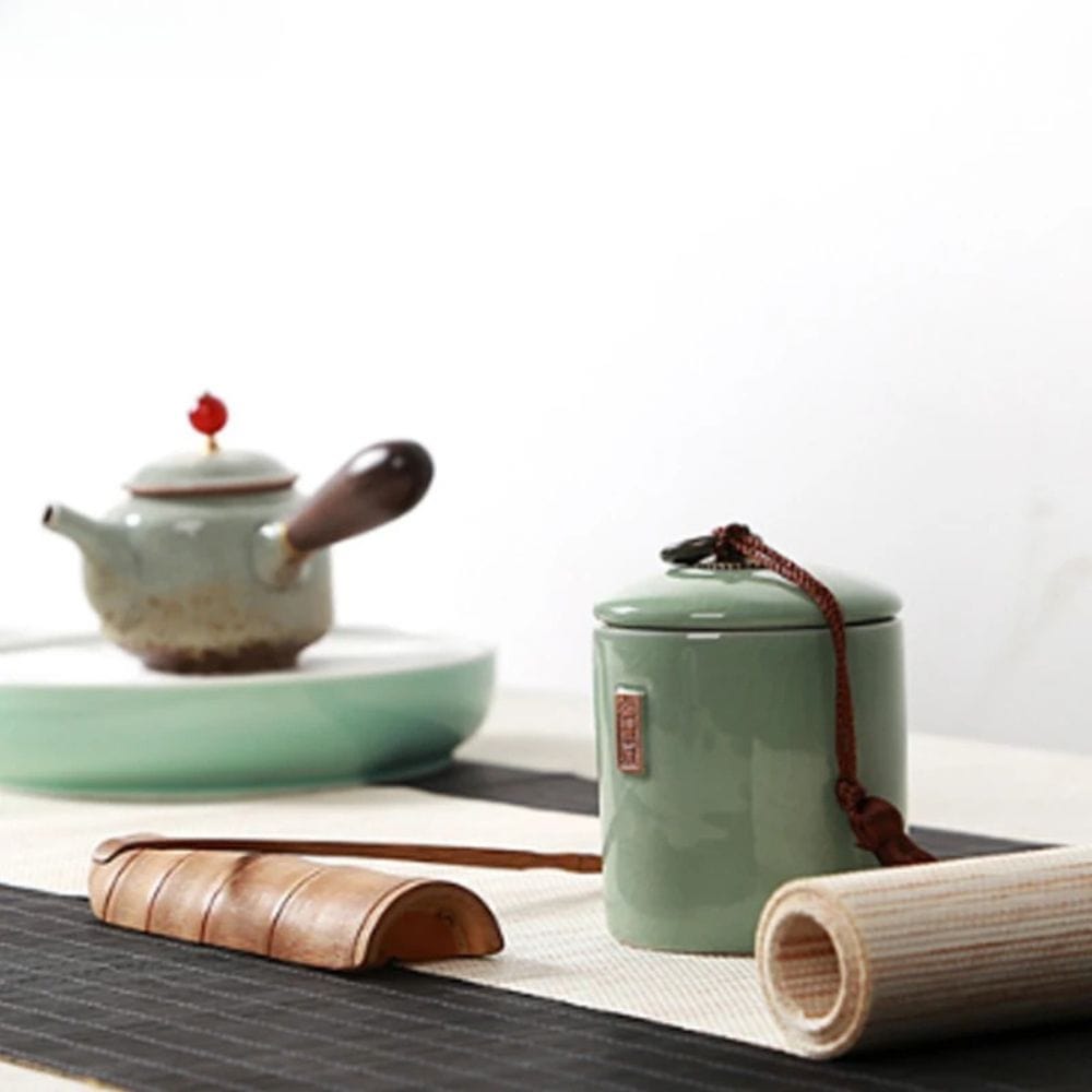 Boîte à thé en céramique avec couvercle bocal de rangement déco