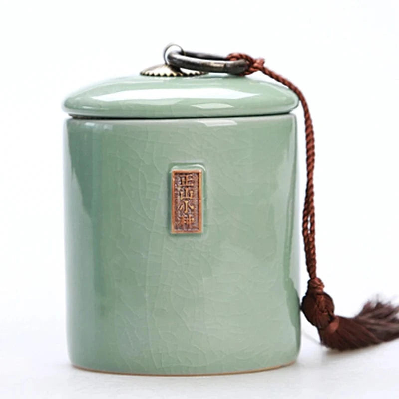 Boîte à thé en céramique avec couvercle bocal de rangement déco