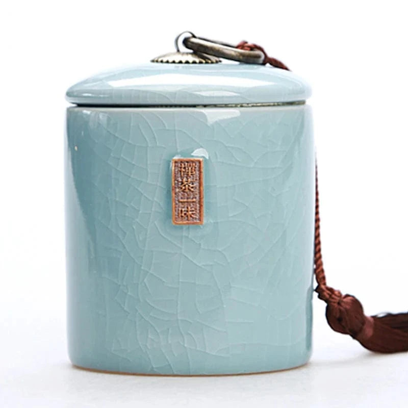 Boîte à thé en céramique avec couvercle bocal de rangement déco