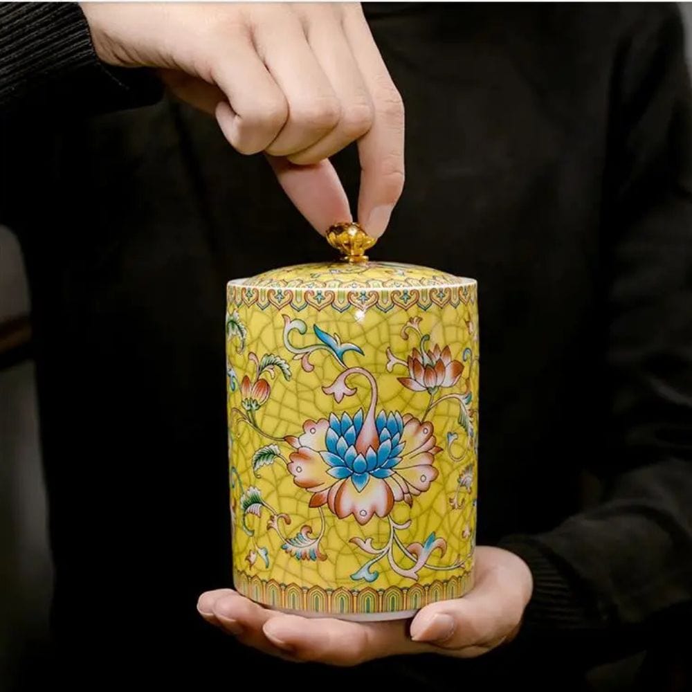Boîte à thé en céramique avec couvercle style européen raffiné