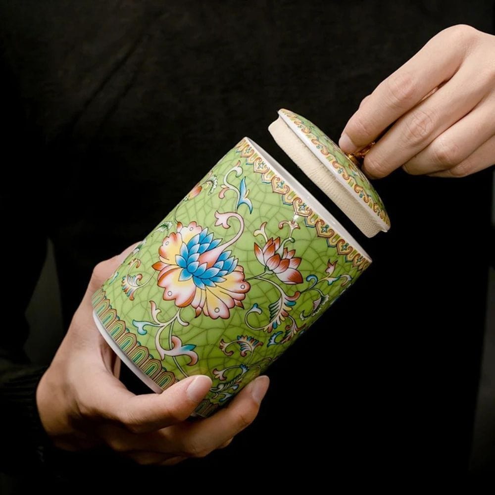 Boîte à thé en céramique avec couvercle style européen raffiné