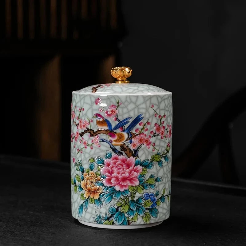 Boîte à thé en céramique avec couvercle style européen raffiné
