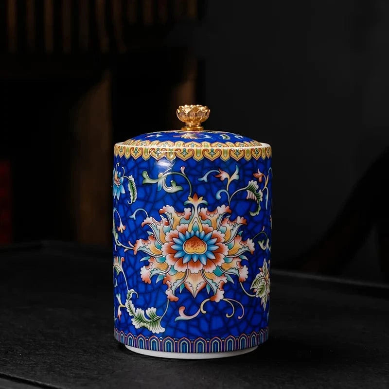 Boîte à thé en céramique avec couvercle style européen raffiné