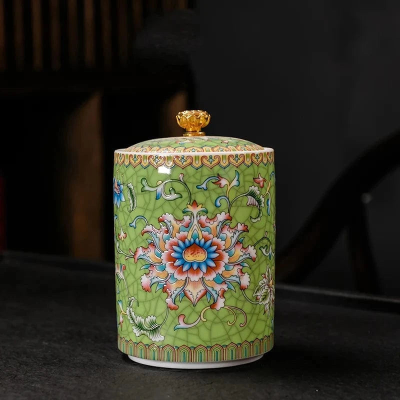 Boîte à thé en céramique avec couvercle style européen raffiné