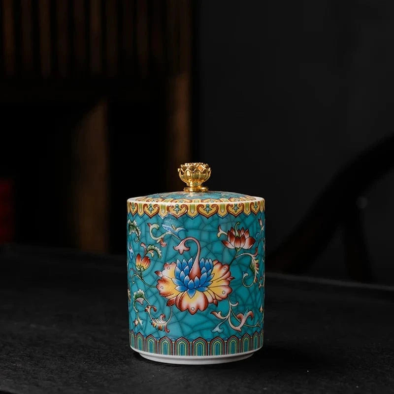 Boîte à thé en céramique avec couvercle style européen raffiné