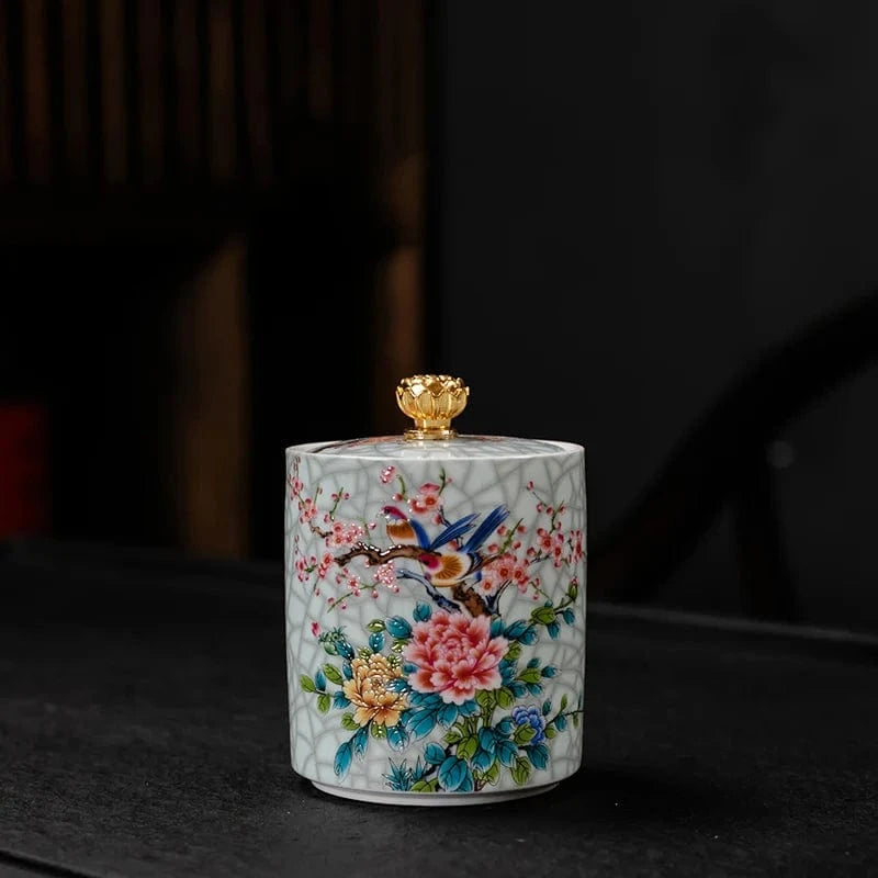 Boîte à thé en céramique avec couvercle style européen raffiné