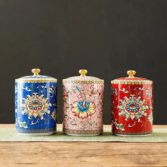 Boîte à thé en céramique avec couvercle style européen raffiné
