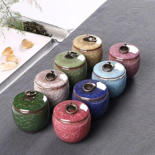 Boîte à thé en céramique craquelée bocal hermétique décoratif