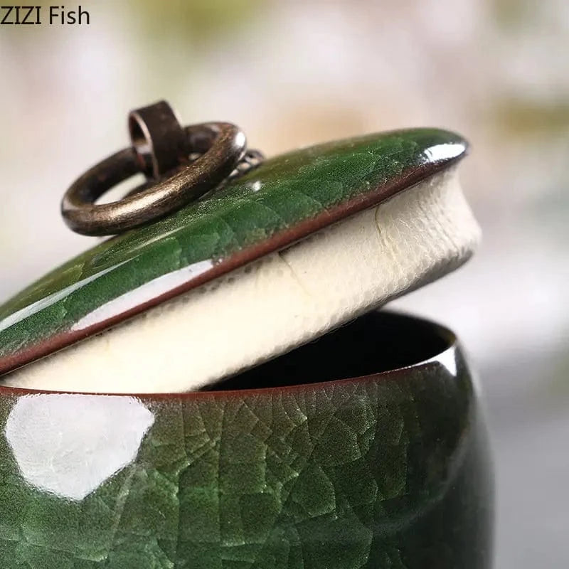 Boîte à thé en céramique craquelée bocal hermétique décoratif