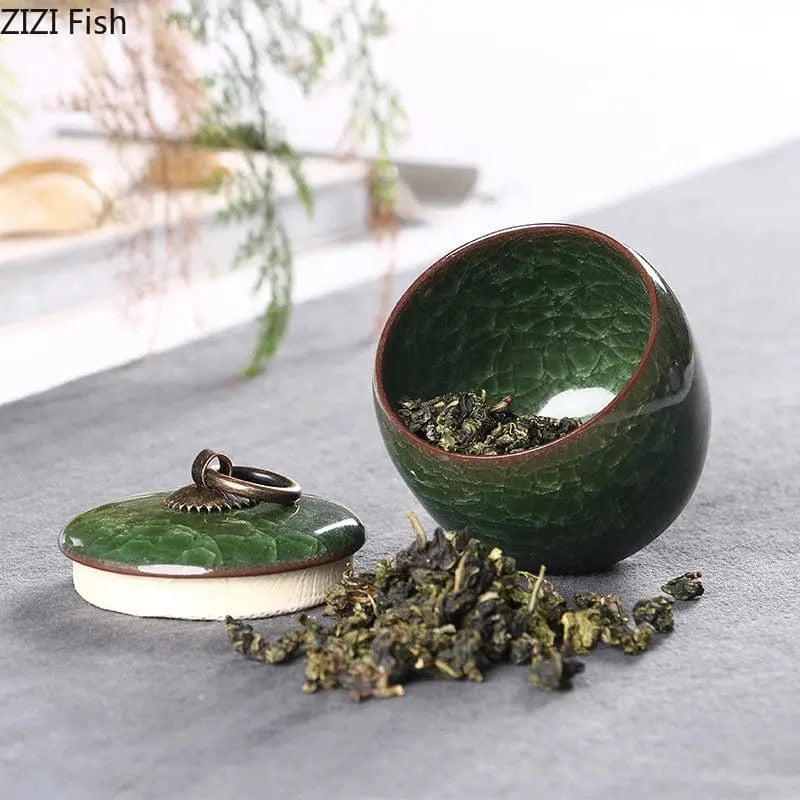 Boîte à thé en céramique craquelée bocal hermétique décoratif