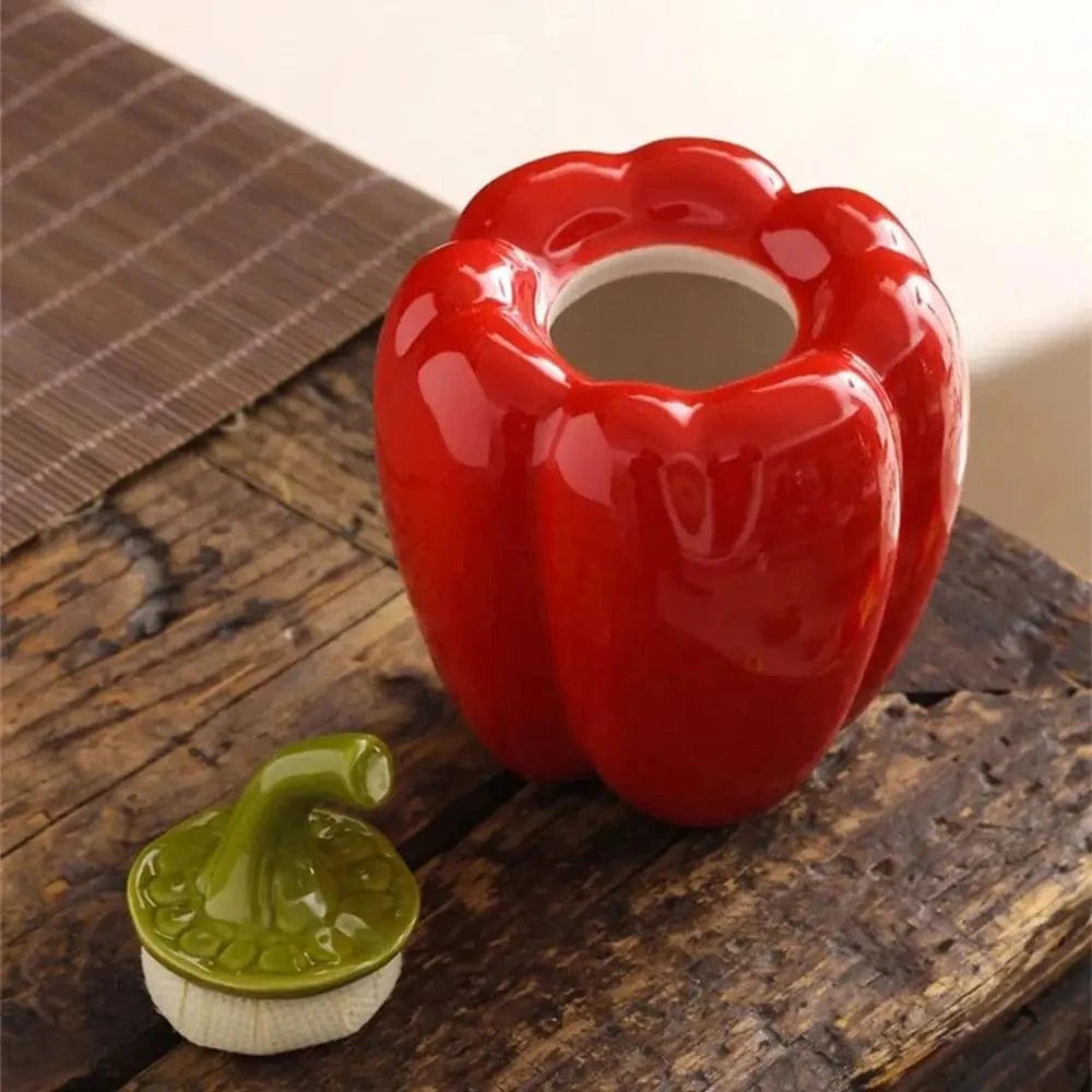 Boîte à thé en céramique forme piment ou fraise 180 ml