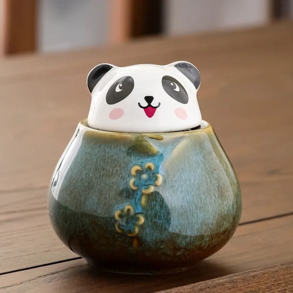 Boîte à thé en céramique motif panda décoratif