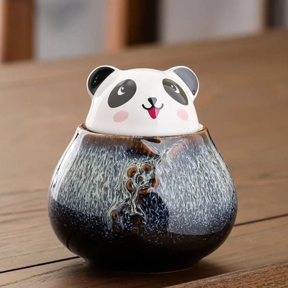 Boîte à thé en céramique motif panda décoratif