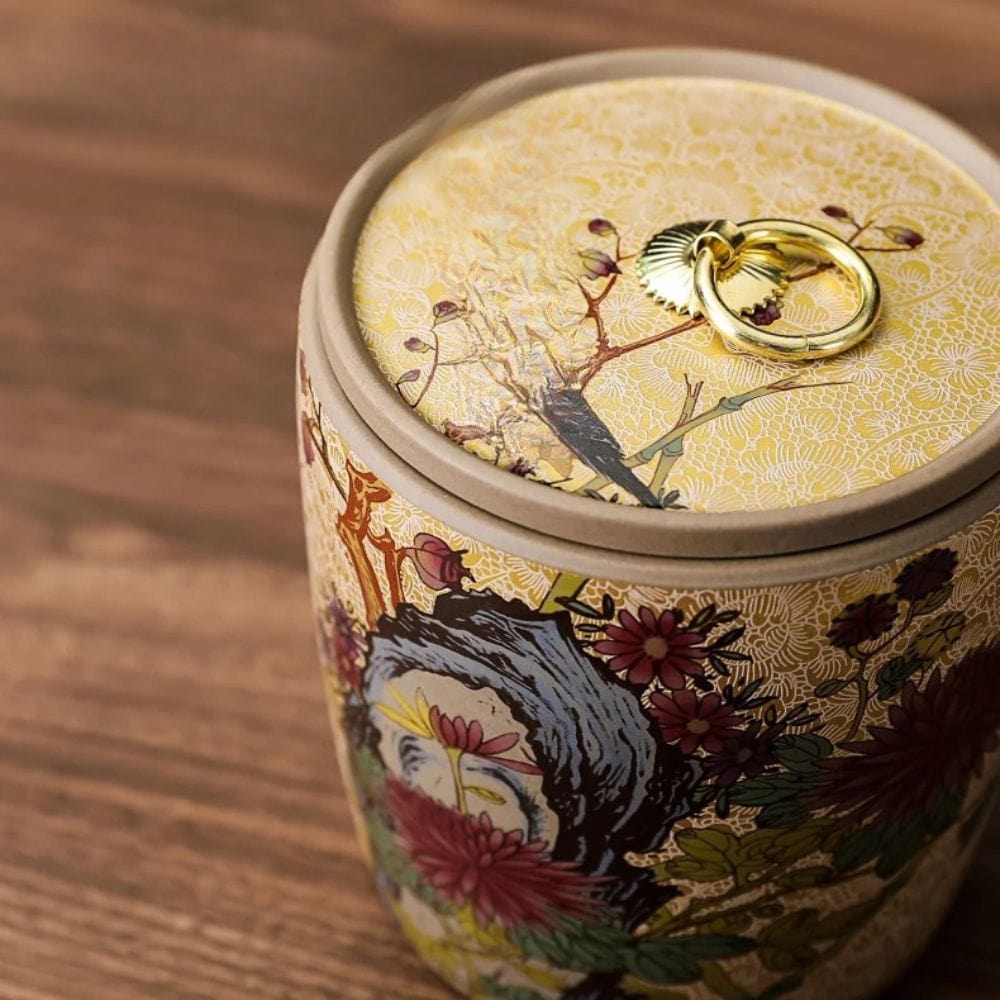 Boîte à thé en céramique style chinois pot de conservation avec couvercle