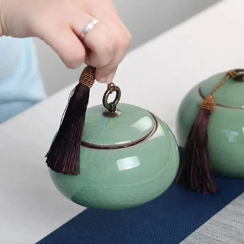 Boîte à thé en céramique style moderne chinois petit format