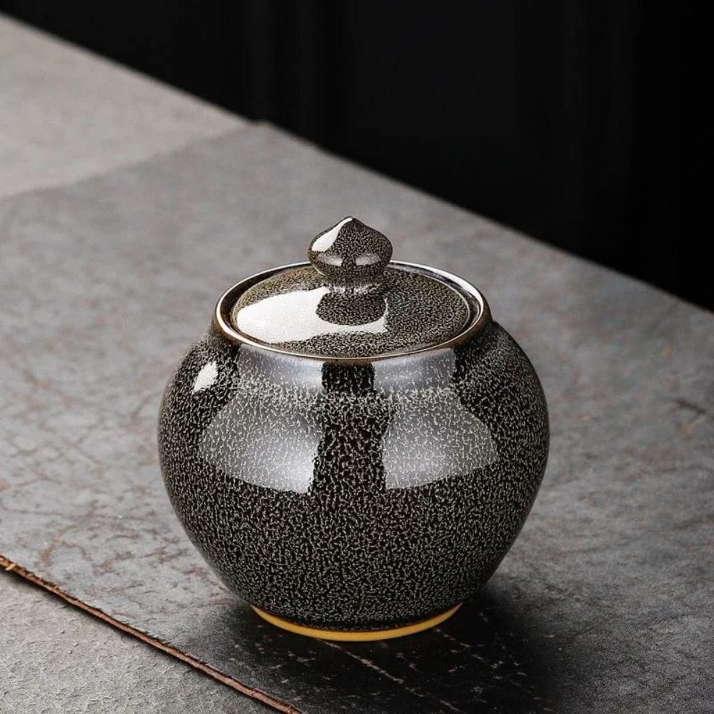 Boîte à thé en céramique texturée bocal hermétique décoratif