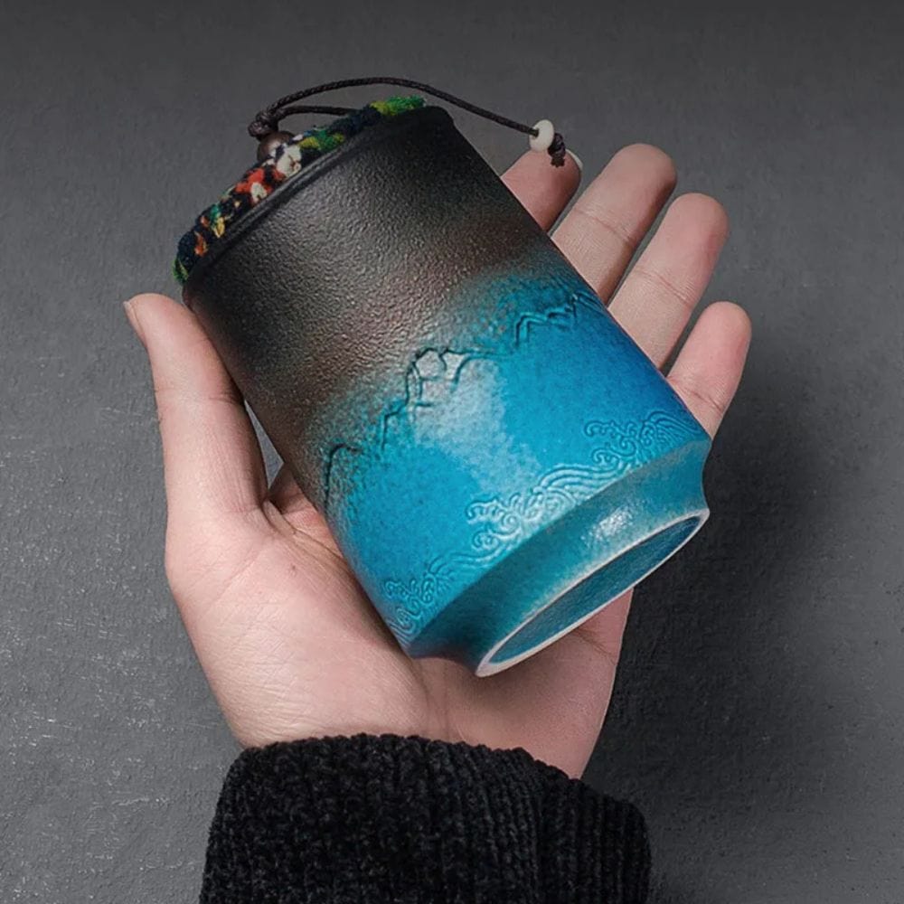 Boîte à thé en céramique vintage 268 ml étanche & artisanale