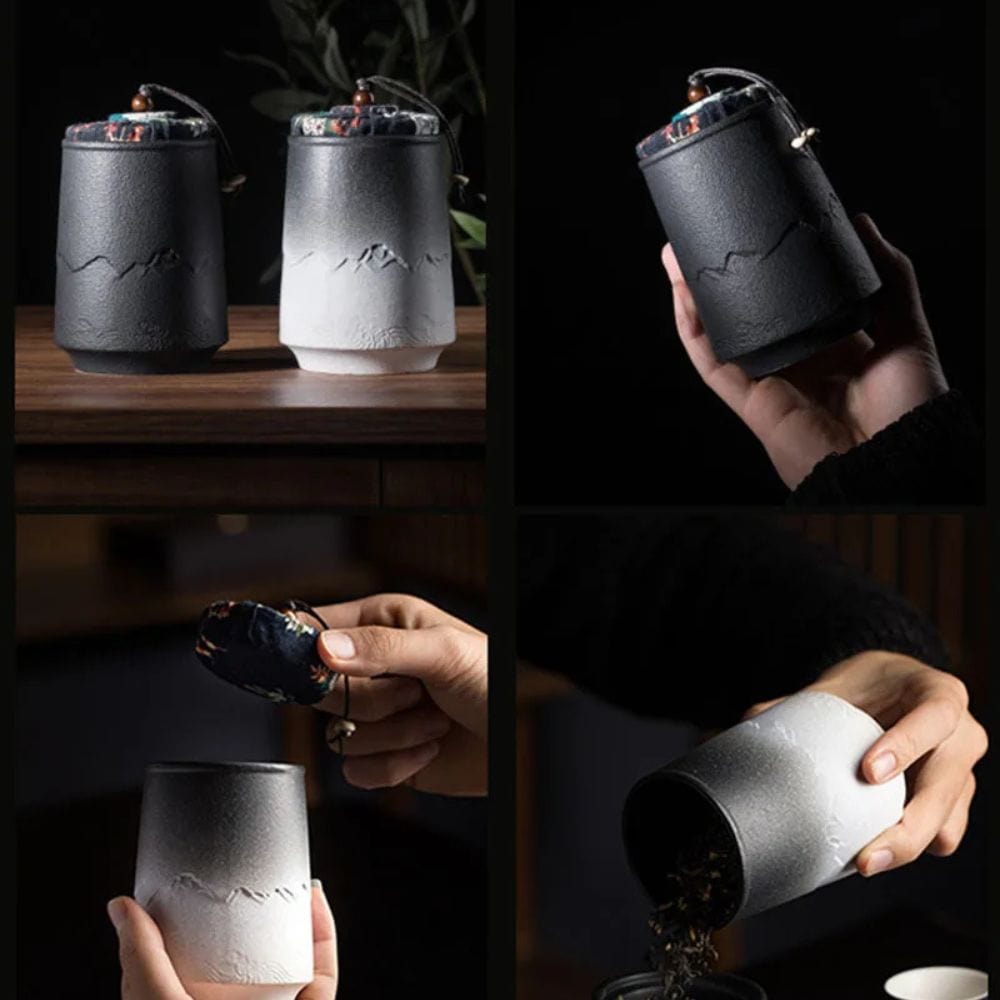 Boîte à thé en céramique vintage 268 ml étanche & artisanale