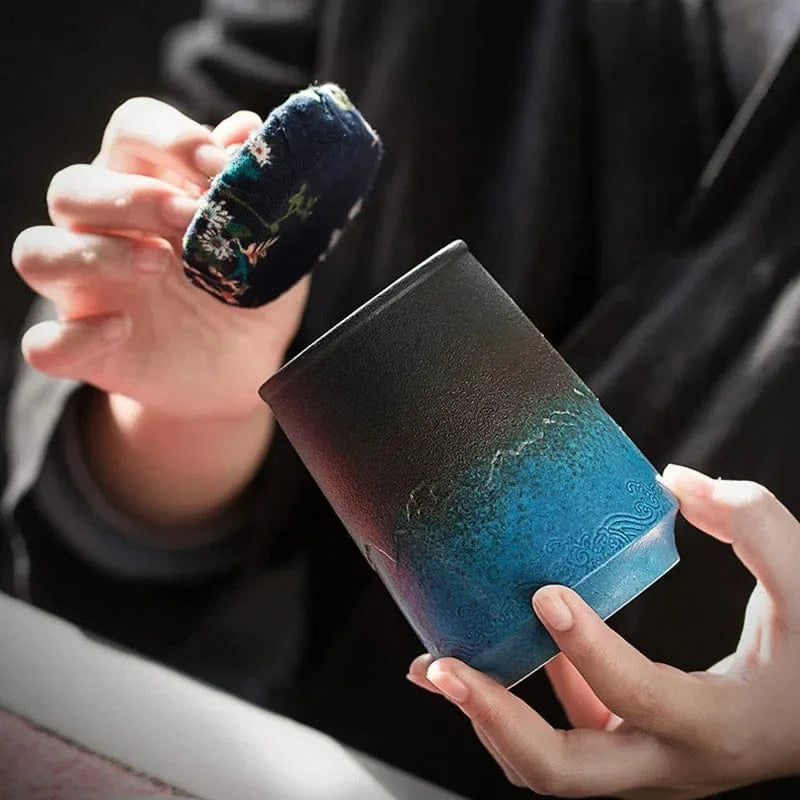 Boîte à thé en céramique vintage 268 ml étanche & artisanale