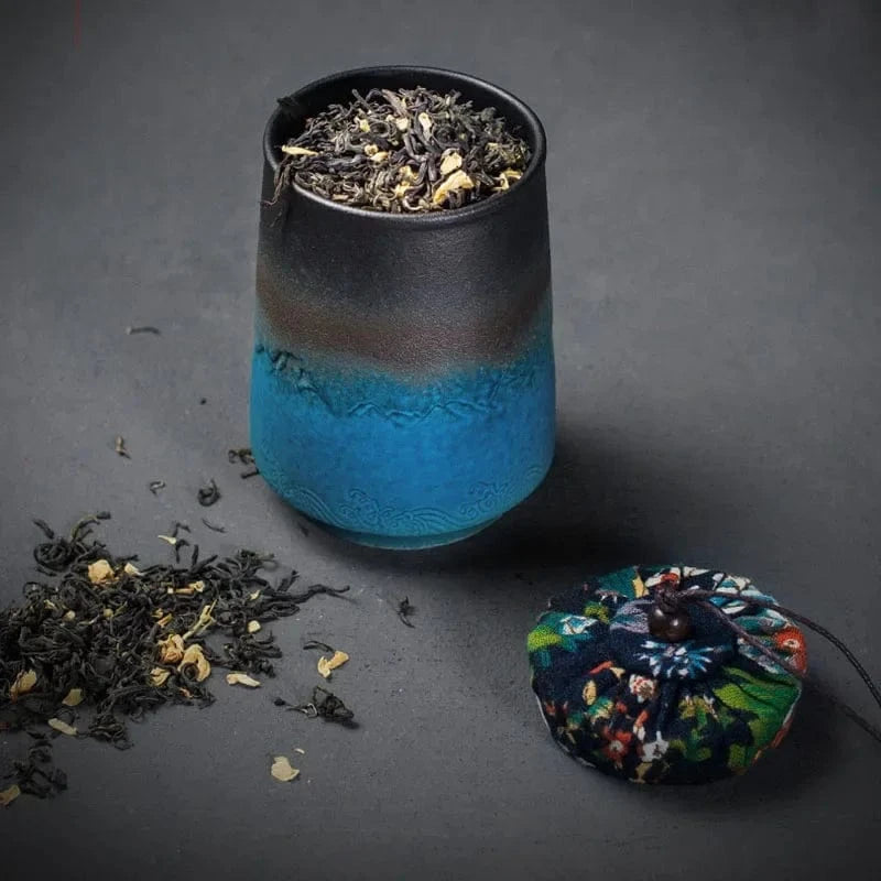 Boîte à thé en céramique vintage 268 ml étanche & artisanale