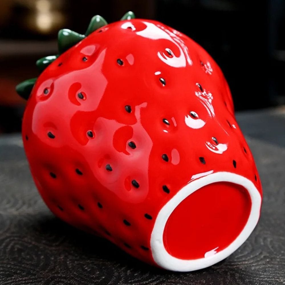 Boîte à thé fraise en céramique mini pot hermétique décoratif