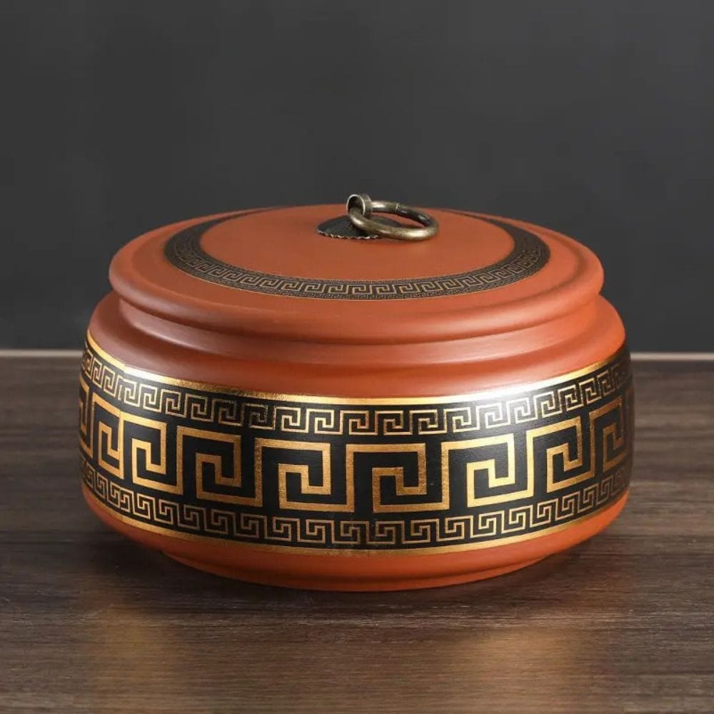 Boîte à thé hermétique en céramique motif fleuri doré style moderne