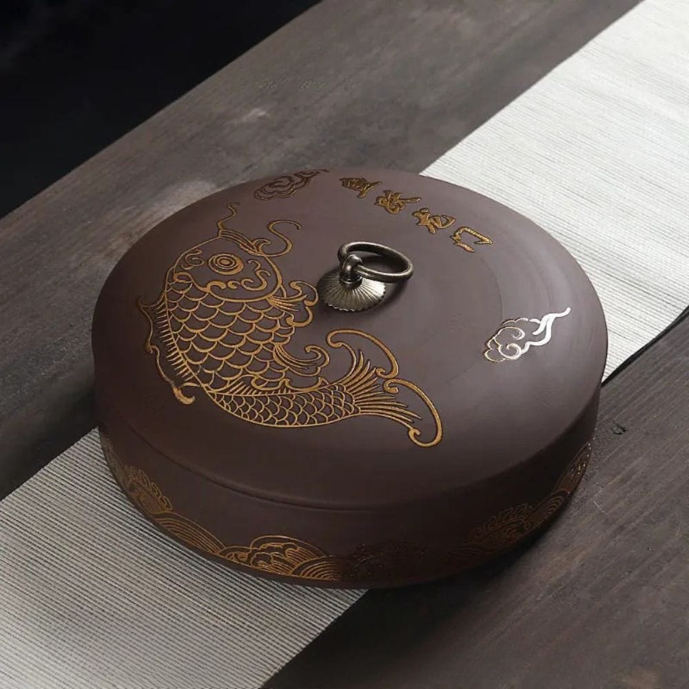 Boîte à thé hermétique en céramique motif fleuri doré style moderne