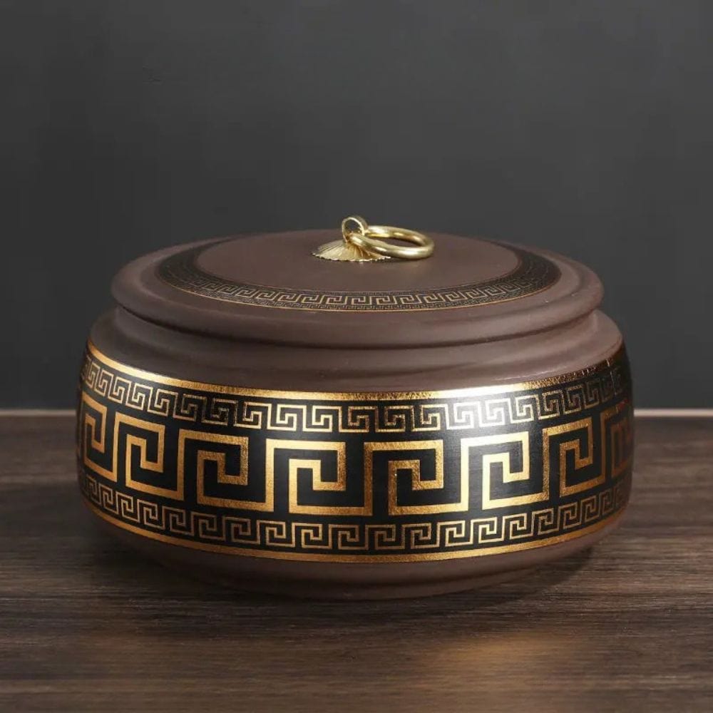 Boîte à thé hermétique en céramique motif fleuri doré style moderne