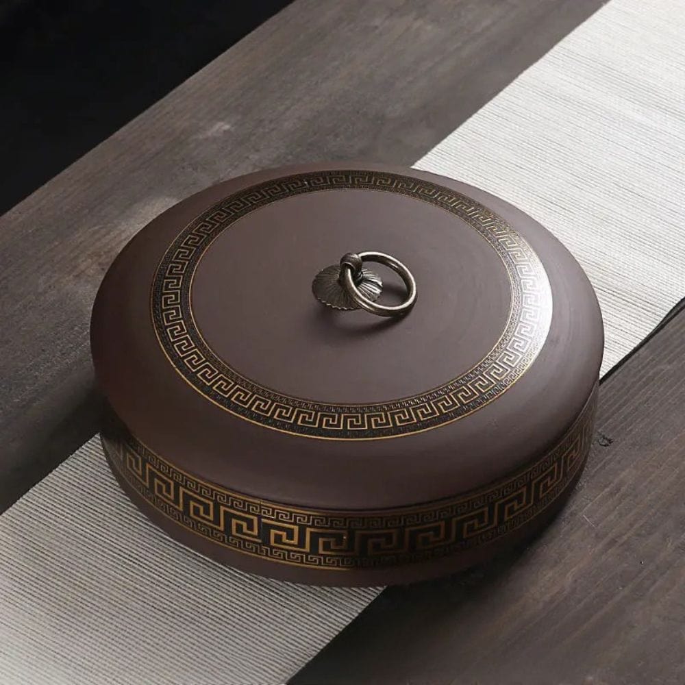 Boîte à thé hermétique en céramique motif fleuri doré style moderne