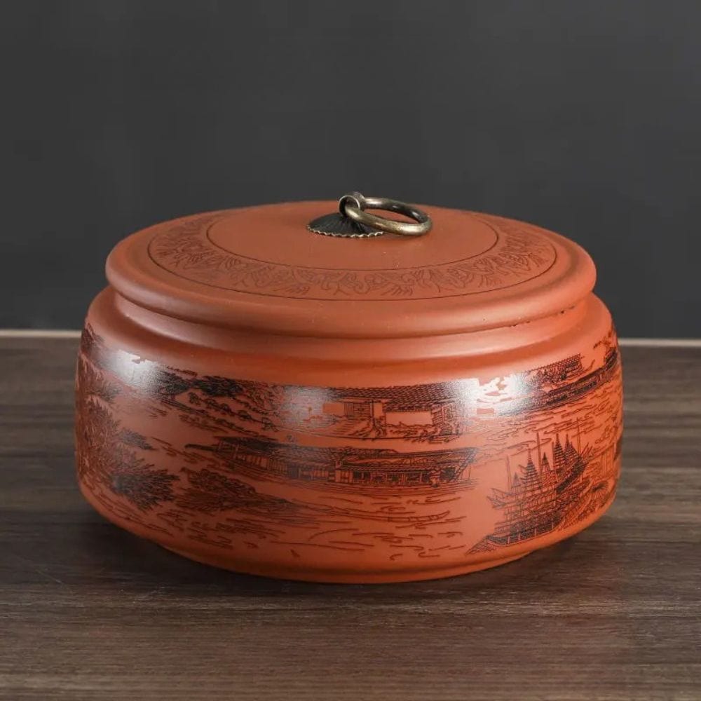 Boîte à thé hermétique en céramique motif fleuri doré style moderne