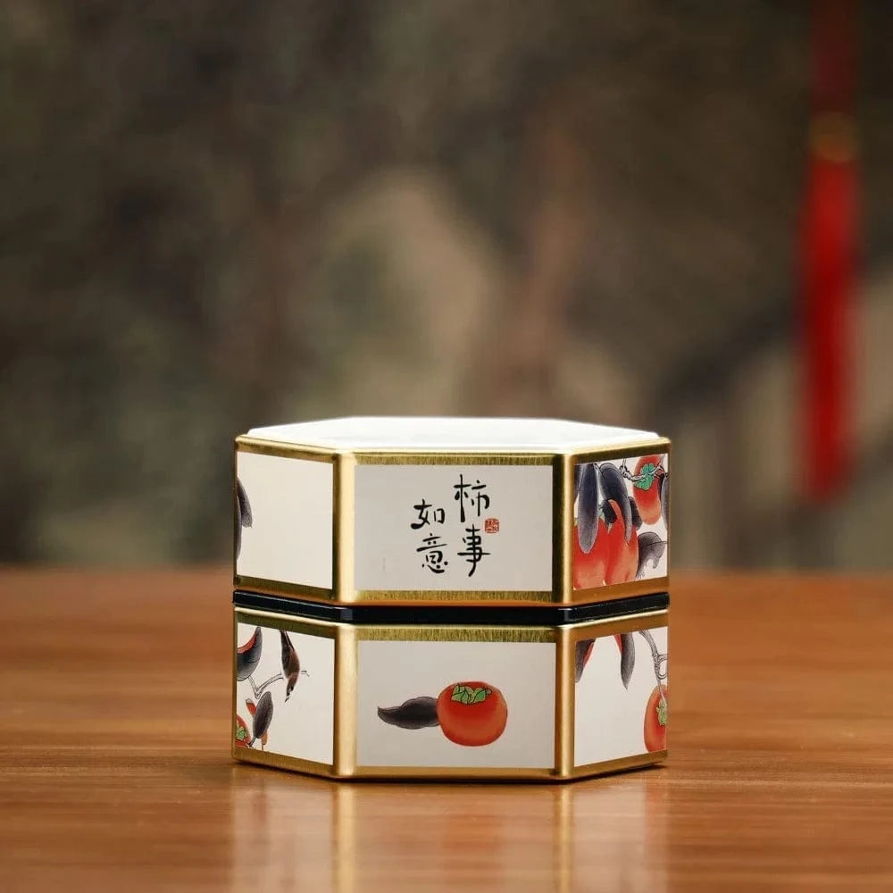 Boîte à thé hexagonale en métal format compact ou haut