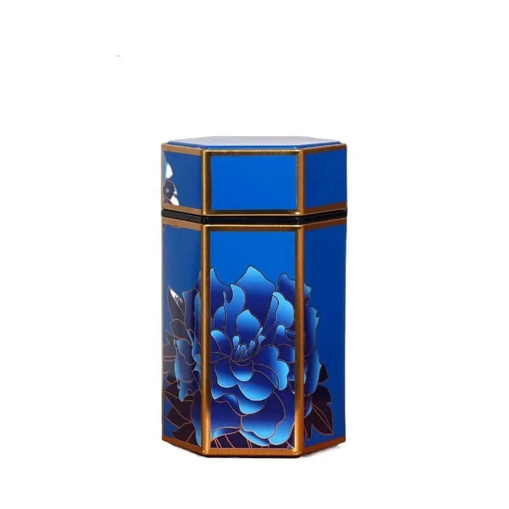 Boîte à thé hexagonale en métal format compact ou haut