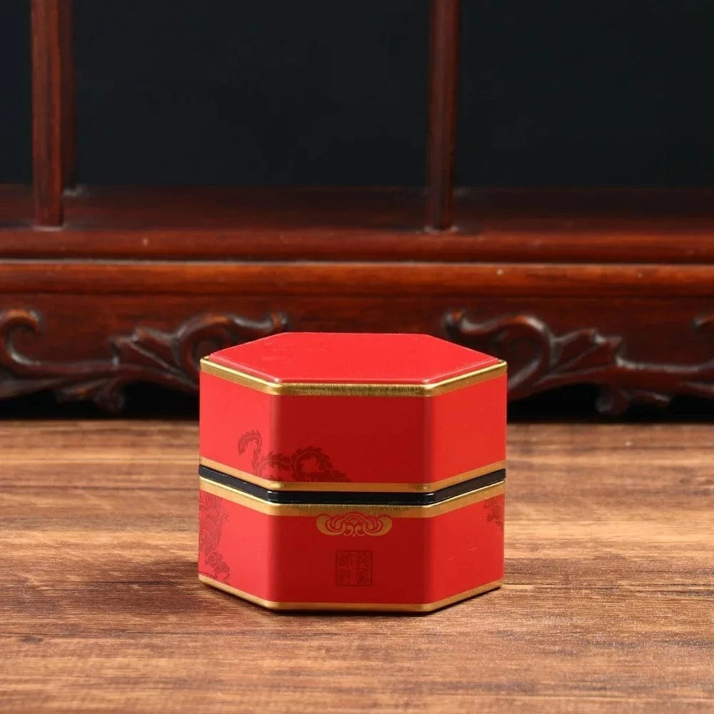 Boîte à thé hexagonale en métal format compact ou haut