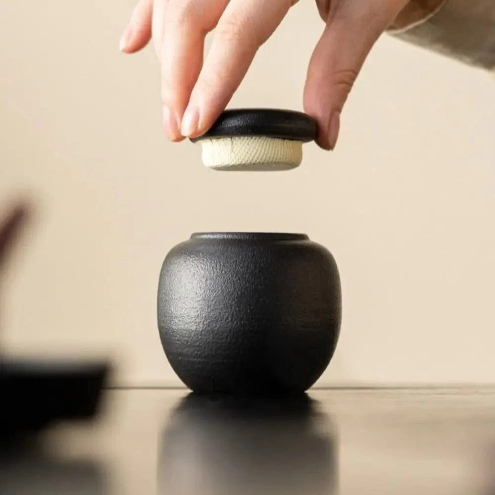 Mini boîte à thé en céramique pot hermétique de voyage