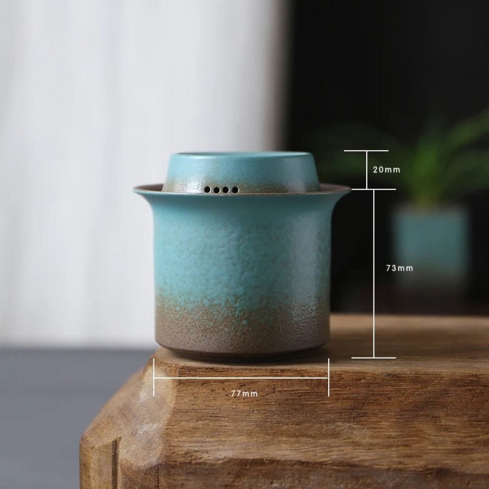 Service à thé céramique vintage 1 théière 4 tasses & boîte à thé